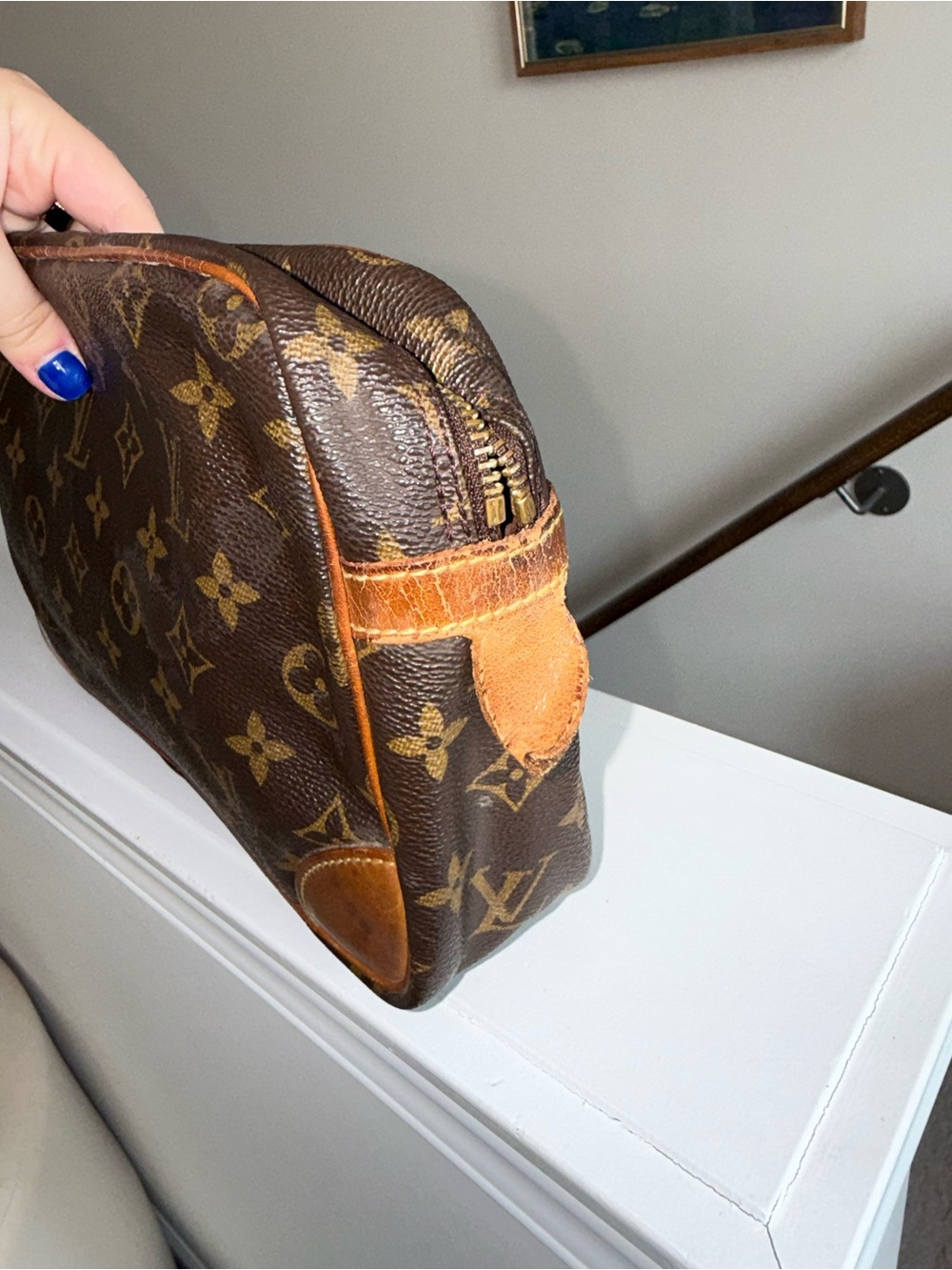 Louis Vuitton Brown Monogram Canvas Toiletry/Travel Pouch with Tan Trim - Picture 5 of 10